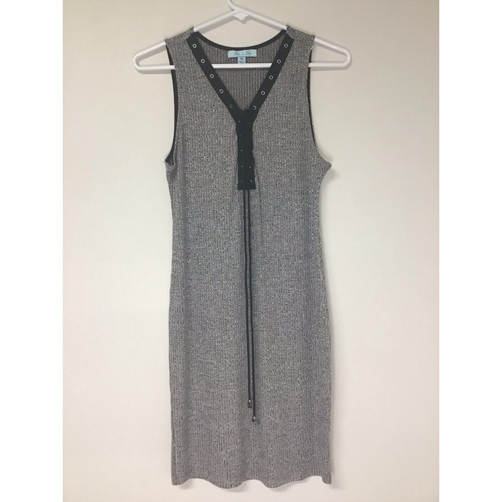 She + Sky‎ Women's Grey and Black Sleeveless Dress Size M